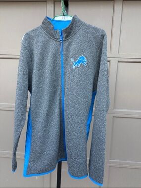 Detroit lions NFL Gray Jacket with Bright Blue Trim and Logo
